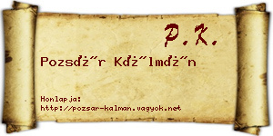 Pozsár Kálmán névjegykártya