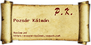 Pozsár Kálmán névjegykártya